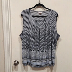 Allison Daley Slinky Feel Geometric Print Career Tank Top Sz 2X-Travel Casual